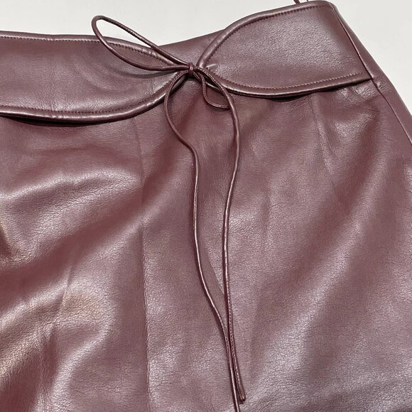 NEW AMANDA UPRICHARD Women's Mila Faux Leather Skort Russet Size L – Chic & Edgy - Picture 6 of 6